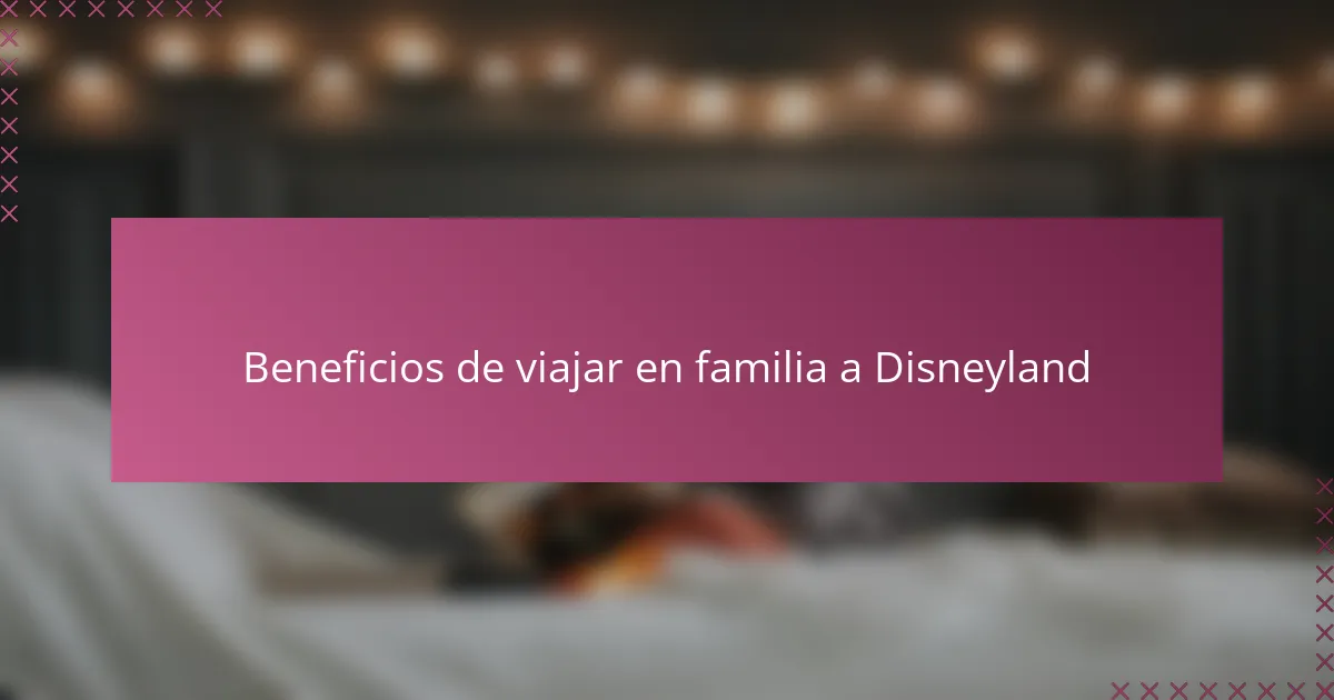 Beneficios de viajar en familia a Disneyland