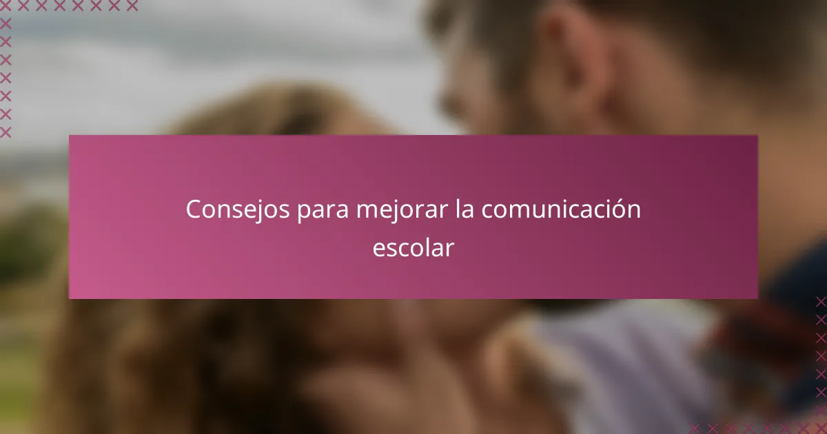 Consejos para mejorar la comunicación escolar