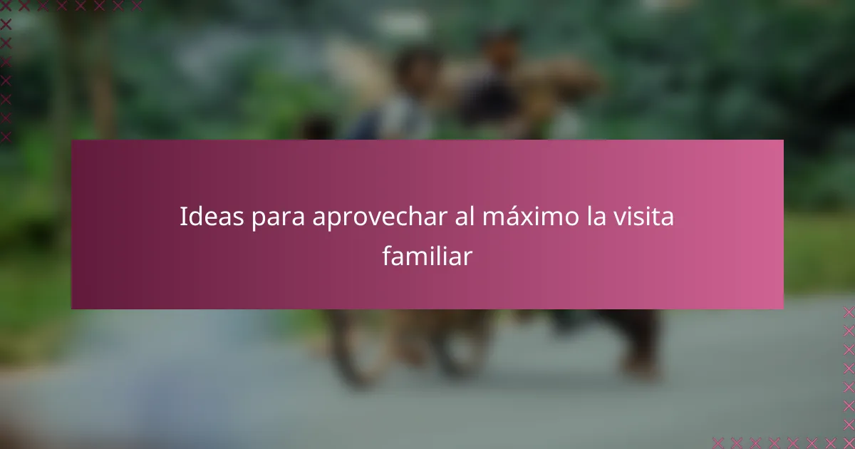 Ideas para aprovechar al máximo la visita familiar
