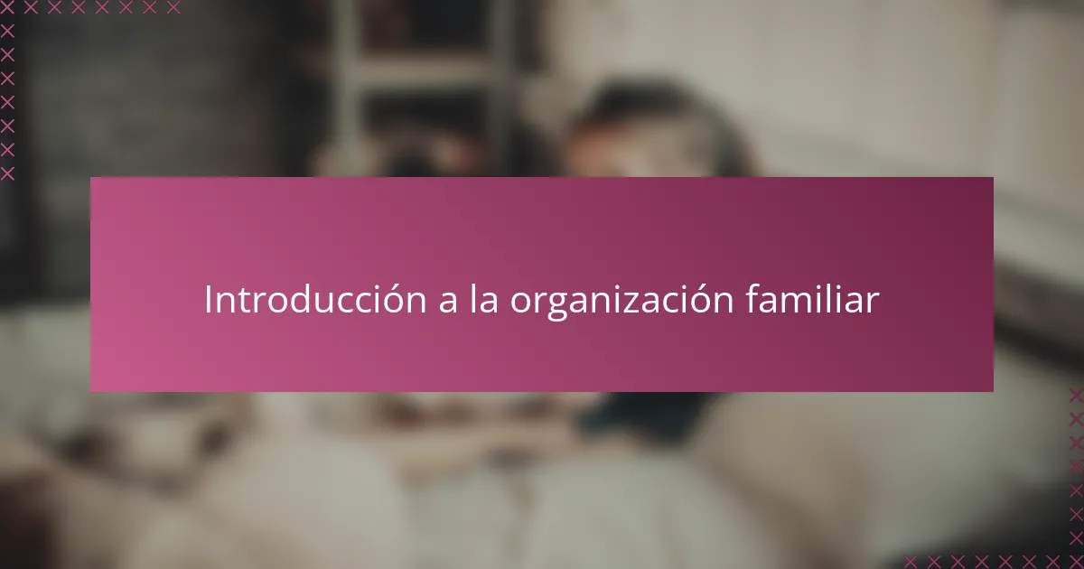 Introducción a la organización familiar