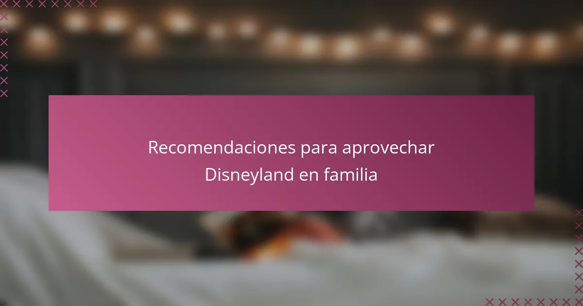 Recomendaciones para aprovechar Disneyland en familia